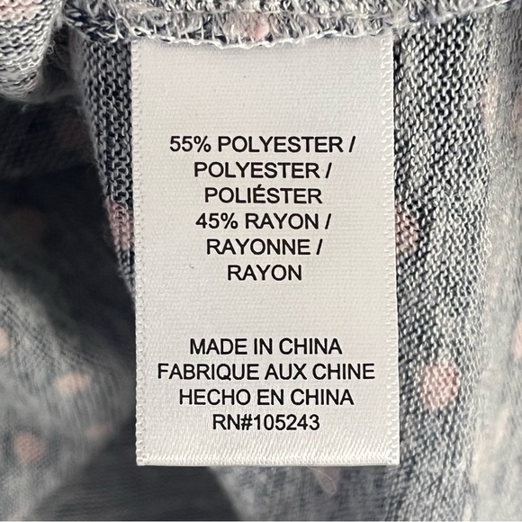 Women’s Bobeau Gray & Pink Polka Dot Tank Top Size XS Oversized Slit In Front - Picture 4 of 8